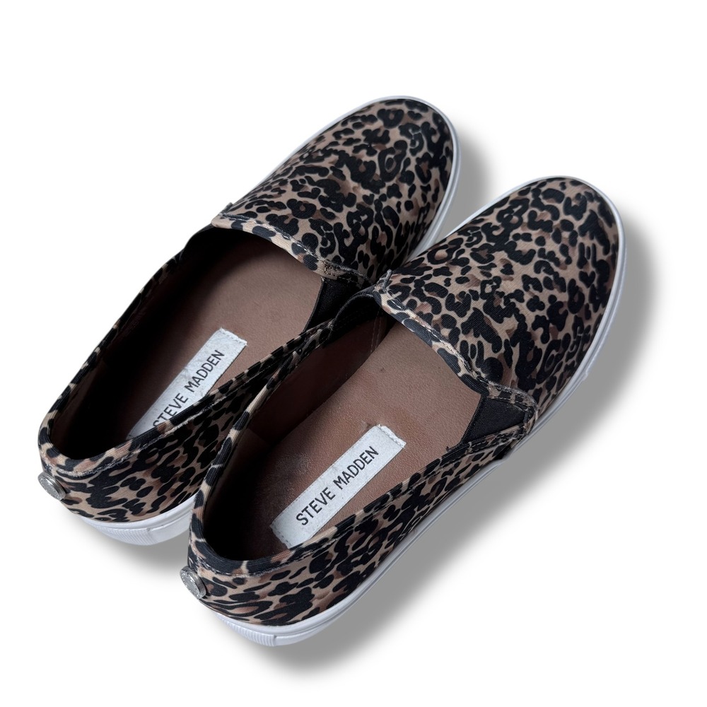 EUC Steve Madden Leopard Print Slip On Casual Sneakers Size 9.5M - Picture 3 of 11